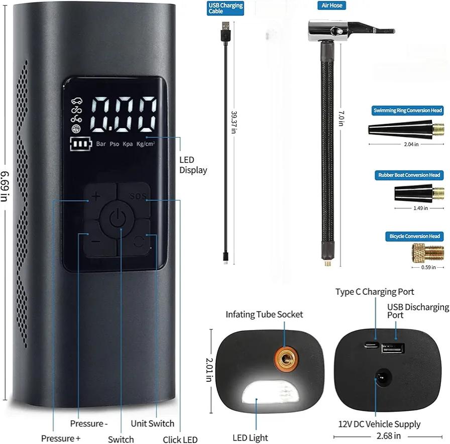 Pc Multiple Functionalities Tyre Inflator