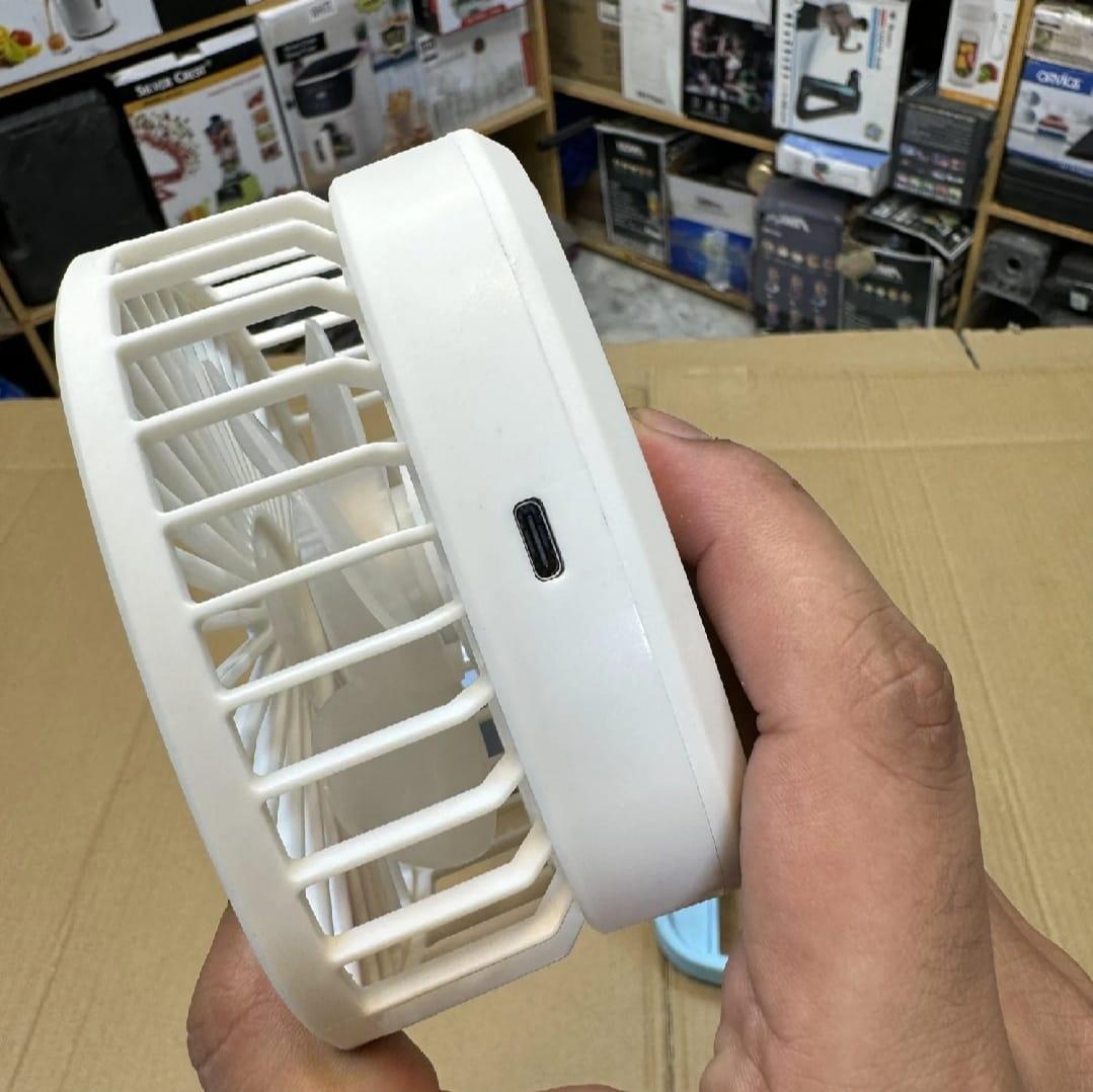Portable White Desk Fan with LED Light