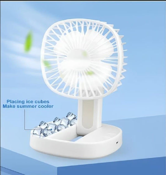 Portable White Desk Fan with LED Light