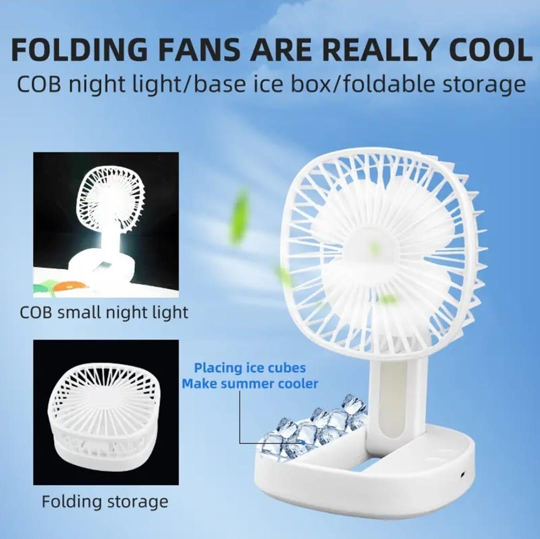 Portable White Desk Fan with LED Light