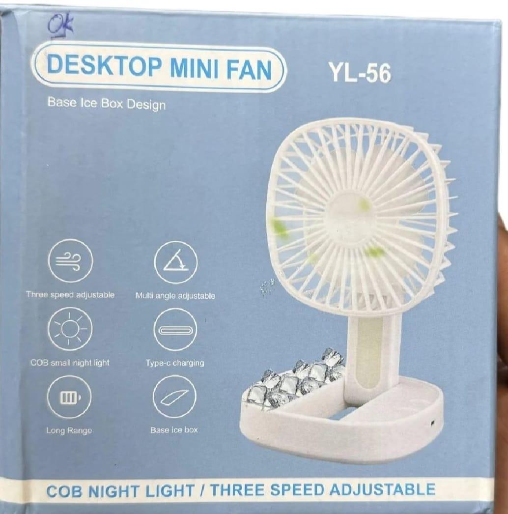 Portable White Desk Fan with LED Light