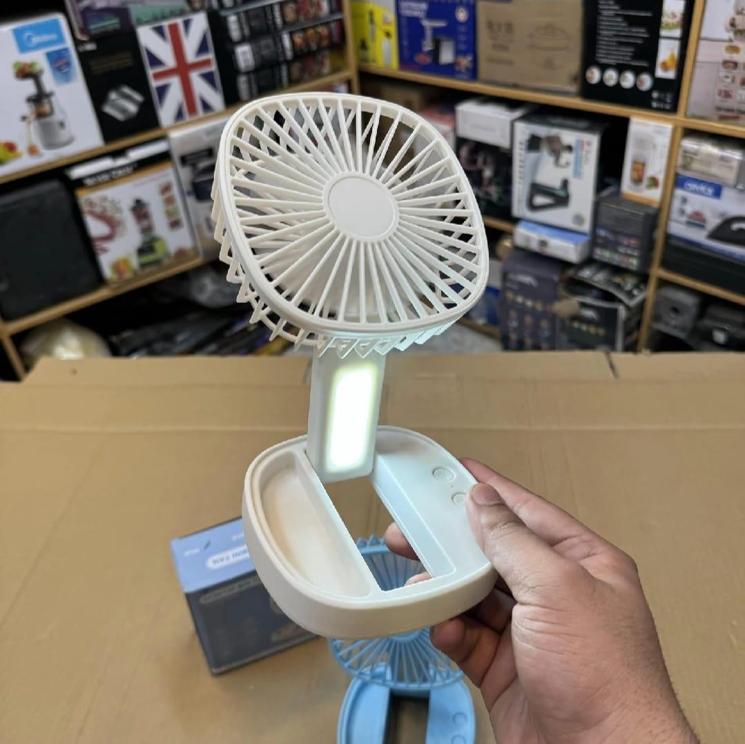 Portable White Desk Fan with LED Light